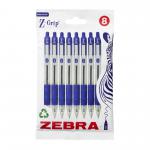 Zebra Z-Grip Retractacble Ballpoint Pen 1mm Tip Blue (Pack 8) - 02772 46206ZB