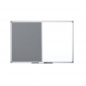 Bi-Office Maya Combination Board Grey Felt/Magnetic Whiteboard Aluminium Frame 1200x900mm - XA0528170 46215BS