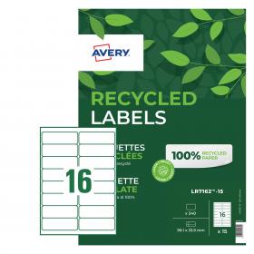 Avery Laser Recycled Address Label 99.1x33.9mm 16 Per A4 Sheet White (Pack 240 Labels) LR7162-15 46351AV