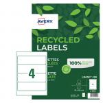 Avery Recycled Filing Label Lever Arch File 192x61mm 4 Per A4 Sheet White (Pack 400 Labels) LR4761-100 46407AV