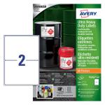 Avery Ultra Resistant Labels 148 x 210mm Permanent 2 Labels Per Sheet (100 Labels Per Pack) B3655-50 46449AV