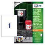 Avery Ultra Resistant Labels 210 x 297 mm Permanent 1 Label Per Sheet (50 Labels Per Pack) B4775-50 46456AV