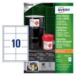 Avery Ultra Resistant Labels 57 x 99 mm Permanent 10 Labels Per Sheet 500 Labels Per Pack B7173-50 46484AV