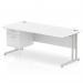 Dynamic Impulse W1800 x D800 x H730mm Straight Office Desk Cantilever Leg With 1 x 2 Drawer Fixed Pedestal White Finish Silver Frame - MI002208 46507DY