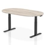 Dynamic Impulse W1800 x D1000 x H660-1310mm Height Adjustable Boardroom Table Grey Oak Finish Black Frame - I005190 46619DY