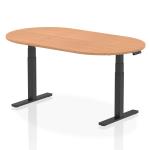Dynamic Impulse W1800 x D1000 x H660-1310mm Height Adjustable Boardroom Table Oak Finish Black Frame - I005192 46633DY