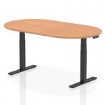 Dynamic Impulse W1800 x D1000 x H660-1310mm Height Adjustable Boardroom Table Oak Finish Black Frame - I005192 46633DY