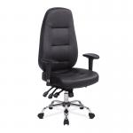 Nautilus Designs Babylon High Back Bonded Leather 24 Hour Synchronous Task Operator Office Chair With Multi-Adjustable Arms Black - BCLR440BK 47123NA