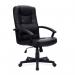 Nautilus Designs Darwin High Back Leather Effect Executive Office Chair With Integral Headrest and Fixed Arms Black - BCP1007PUBK 47137NA