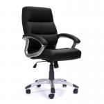 Nautilus Designs Greenwich High Back Leather Effect Executive Office Chair With Contoured Design Backrest and Fixed Arms Black - BCPT101BK 47144NA