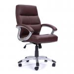 Nautilus Designs Greenwich High Back Leather Effect Executive Office Chair With Contoured Design Backrest and Fixed Arms Cherry Brown - BCPT101BY 47151NA