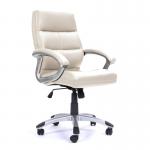 Nautilus Designs Greenwich High Back Leather Effect Executive Office Chair With Contoured Design Backrest and Fixed Arms Cream - BCPT101CM 47158NA