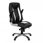 Nautilus Designs Friesian High Back Leather Effect Executive Office Chair With Folding Arms Black and White - BCP/4025/BWH 47186NA