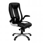 Nautilus Designs Friesian High Back Leather Effect Executive Office Chair With Folding Arms Black and White - BCP4025BWH 47186NA