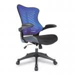 Nautilus Designs Mercury 2 High Back Mesh Executive Office Chair With AIRFLOW Fabric Seat and Folding Arms Blue - BCML1304BL 47312NA