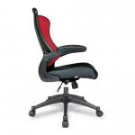 Nautilus Designs Mercury 2 High Back Mesh Executive Office Chair With AIRFLOW Fabric Seat and Folding Arms Red - BCM/L1304/RD 47319NA