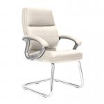 Nautilus Designs Greenwich High Back Leather Effect Executive Visitor Chair With Contoured Design Backrest and Fixed Arms Cream - BCPT401CM 47354NA