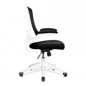 Nautilus Designs Luna Designer High Back Mesh Black Task Operator Office Chair With Folding Arms and White Shell - BCM/L1302/WH-BK 47424NA