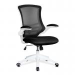 Nautilus Designs Luna Designer High Back Mesh Black Task Operator Office Chair With Folding Arms and White Shell - BCML1302WH-BK 47424NA