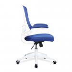 Nautilus Designs Luna Designer High Back Mesh Blue Task Operator Office Chair With Folding Arms and White Shell - BCM/L1302/WH-BL 47431NA