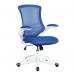 Nautilus Designs Luna Designer High Back Mesh Blue Task Operator Office Chair With Folding Arms and White Shell - BCML1302WH-BL 47431NA