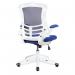 Nautilus Designs Luna Designer High Back Mesh Blue Task Operator Office Chair With Folding Arms and White Shell - BCML1302WH-BL 47431NA