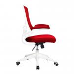 Nautilus Designs Luna Designer High Back Mesh Red Task Operator Office Chair With Folding Arms and White Shell - BCM/L1302/WH-RD 47438NA