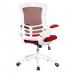Nautilus Designs Luna Designer High Back Mesh Red Task Operator Office Chair With Folding Arms and White Shell - BCM/L1302/WH-RD 47438NA