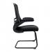 Nautilus Designs Luna Designer High Back Mesh Black Cantilever Visitor Chair With Folding Arms and Black Shell/Frame - BCM/L1302V/BK 47445NA