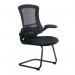 Nautilus Designs Luna Designer High Back Mesh Black Cantilever Visitor Chair With Folding Arms and Black ShellFrame - BCML1302VBK 47445NA