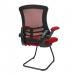 Nautilus Designs Luna Designer High Back Mesh Red Cantilever Visitor Chair With Folding Arms and Black Shell/Frame - BCM/L1302V/RD 47459NA