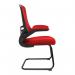 Nautilus Designs Luna Designer High Back Mesh Red Cantilever Visitor Chair With Folding Arms and Black ShellFrame - BCML1302VRD 47459NA