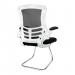 Nautilus Designs Luna Designer High Back Mesh Black Cantilever Visitor Chair With Folding Arms and White Shell/Chrome Frame - BCM/L1302V/WHBK 47480NA