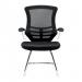 Nautilus Designs Luna Designer High Back Mesh Black Cantilever Visitor Chair With Folding Arms and White Shell/Chrome Frame - BCM/L1302V/WHBK 47480NA