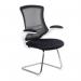 Nautilus Designs Luna Designer High Back Mesh Black Cantilever Visitor Chair With Folding Arms and White ShellChrome Frame - BCML1302VWHBK 47480NA