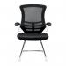 Nautilus Designs Luna Designer High Back Mesh Black Cantilever Visitor Chair With Folding Arms and White ShellChrome Frame - BCML1302VWHBK 47480NA