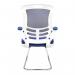 Nautilus Designs Luna Designer High Back Mesh Blue Cantilever Visitor Chair With Folding Arms and White ShellChrome Frame - BCML1302VWHBL 47487NA