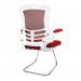 Nautilus Designs Luna Designer High Back Mesh Red Cantilever Visitor Chair With Folding Arms and White Shell/Chrome Frame - BCM/L1302V/WHRD 47494NA