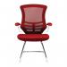 Nautilus Designs Luna Designer High Back Mesh Red Cantilever Visitor Chair With Folding Arms and White ShellChrome Frame - BCML1302VWHRD 47494NA