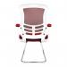 Nautilus Designs Luna Designer High Back Mesh Red Cantilever Visitor Chair With Folding Arms and White ShellChrome Frame - BCML1302VWHRD 47494NA