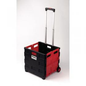 Slingsby Folding Box Trolley with Telescopic Handle 35Kg Capacity W380 x D430 x H410 (Open) BlackRed - 418972 47508SL