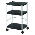 Fast Paper Mobile Trolley Small 3 Shelves Black/Silver - FDP3S01 47783PL