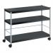 Fast Paper Mobile Trolley Extra Large 3 Shelves BlackSilver - FDP3XL01 47804PL