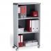 Fast Paper Mobile Bookcase 3 Compartment 2 Shelves GreyCharcoal - F381K211 47811PL