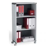 Fast Paper Mobile Bookcase 3 Compartment 2 Shelves Grey/Charcoal - F381K211 47811PL