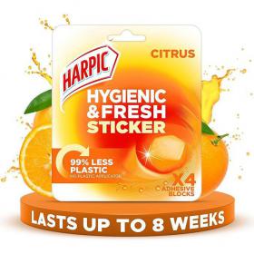 Harpic Hygienic & Fresh Citrus Toilet Stickers Adhesive Toilet Block (Pack 4) - 3275286 47928RH