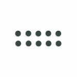 The picture shows a pack of 10 round green magnets, each measuring 30mm, from Bi-Silque Magnets Bi-Office. The magnets have a glossy finish and are placed in a neat row, ideal for keeping papers or notes in place on a magnetic surface.