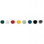 A photograph of Bi-Silque Magnets Bi-Office Round Magnets 30mm Assorted shows a pack of 10 colorful and strong magnets, each measuring 30mm in diameter. The assorted pack includes various colors for added variety.