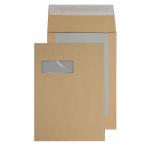 The picture shows a stack of sturdy Blake Board Backed Envelopes. They have a 120gsm thickness and measure 324x229mm. The manilla color adds a touch of elegance while the peel and seal closure ensures secure mailing. Each pack contains 125 envelopes.