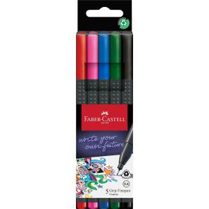 Faber-Castell Fibre-Tip Grip Pen 0.4mm Tip Assorted Basic 56 Recycled